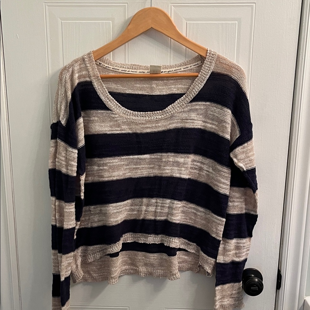 Roxy Navy and Beige Knit Sweater